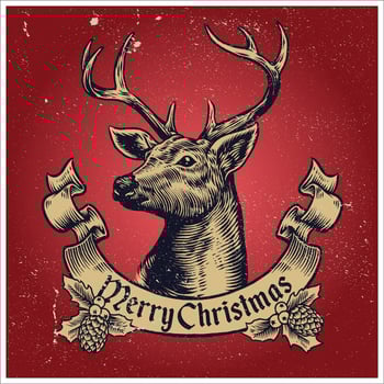 Hand drawing style of christmas deer with text banner vector