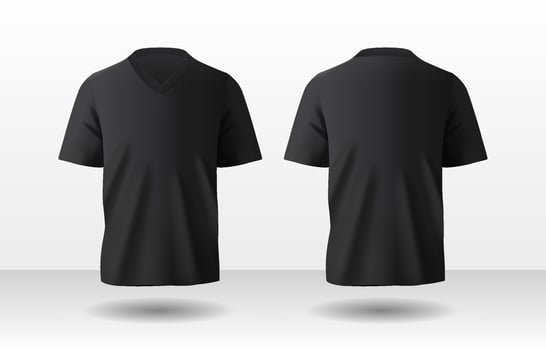 Black 3D V Neck Tshirt Mockup vector