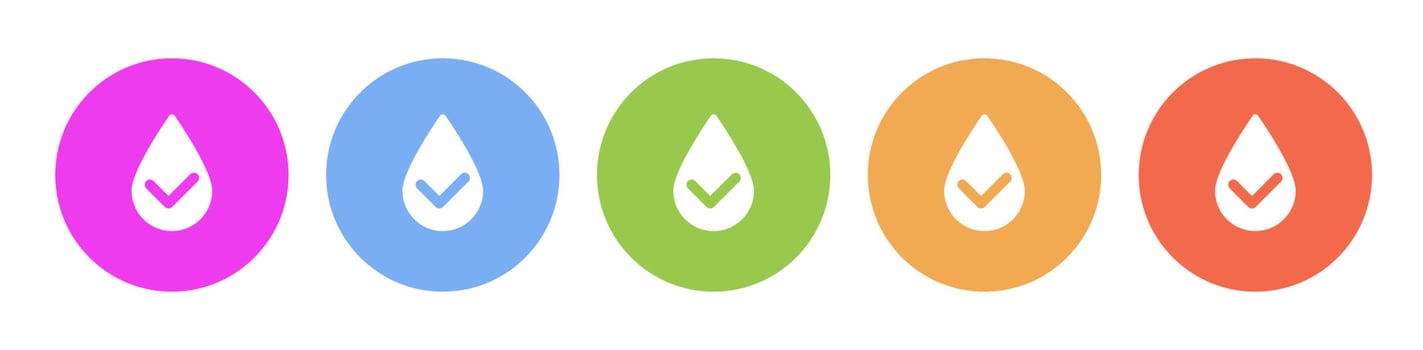 Multi colored icon check drop select water. Button banner round badge interface for application illustration on white background vector