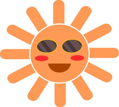Sun Cartoon sunglasses happy smile face. Vector illustration.