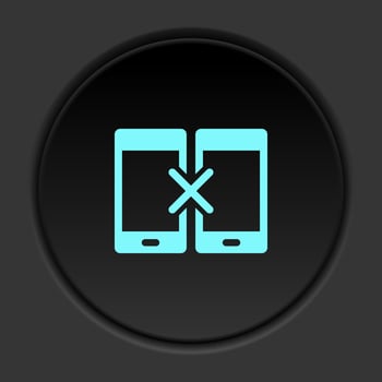 Dark button icon phone sync remove. Button banner round badge interface for application illustration on darken background vector