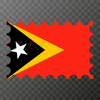 Postage stamp with East Timor flag. Vector illustration.