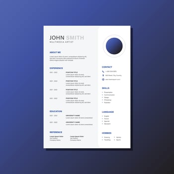modern blue creative resume vector template