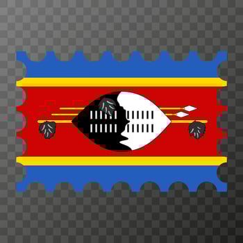 Postage stamp with Eswatini flag. Vector illustration.