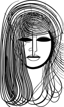 line art of face cartoon vector