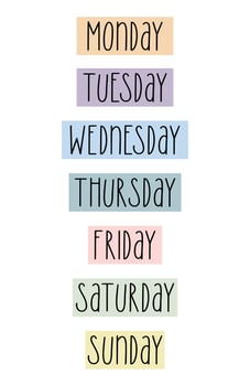week days name banner design vector week name design color full