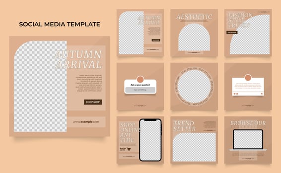 social media template banner fashion sale promotion in brown beige vector