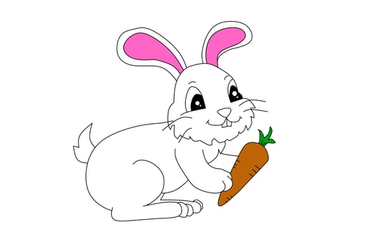 Cute bunny isolated on white background. Vector illustration.