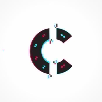 Abstract Glitch Effect Corporate Identity Letter C Logo Design vector