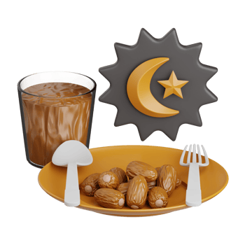 3d rendering iftar food isolated useful for muslim, religion, ramadan kareem eid al fitr design png