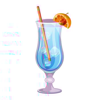 Blue lagoon classic cocktail with vodka, blue curacao liqueur. Italian aperitif cocktails. Alcoholic beverage for drinks bar menu. Beach Holidays, summer vacation, party, cafe bar, recreation. vector