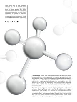 Vector Abstract Transparent Atom, Cell, Nutrition or Collagen Element 3D Illustration for Beauty and Healthcare Poster, Product Packaging, or Advertisement Background.