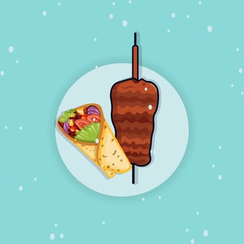 Shawarma And Donner Kebab Vector, Modern Cooking Asian food Illustrations Premium Design. Best Delicious Vector With Hi-Quality Donner Kebab Illustration Vector.