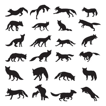 Fox silhouette vector illustration set