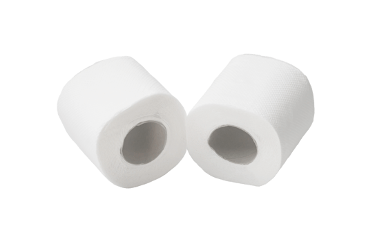 Two rolls of white tissue paper or napkin isolated with clipping path in png format
