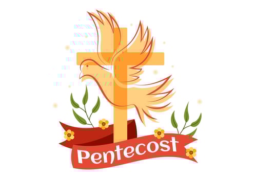 Pentecost Sunday Illustration with Flame and Holy Spirit Dove in Catholics or Christians Religious Culture Holiday Flat Cartoon Hand Drawn Templates vector