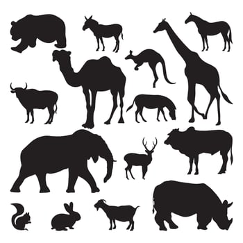 Herbivore silhouette vector illustration set.