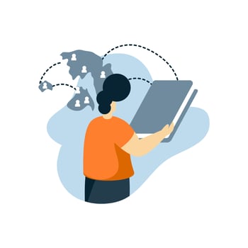 social network book Flat illustration. suitable for social media promotional materials, social network landing pages with people characters, chat mobile apps and online ordering service web banners. vector