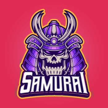 skull head with samurai helmet mascot logo  template vector
