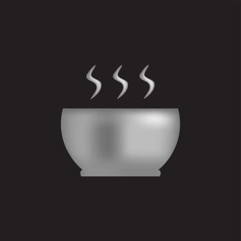 3d hot soup metal bowl icon vector design