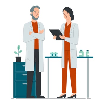 Doctors discussing diagnosis at hospital laboratory vector