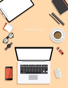 Flatlay Workplace Illustration Vector