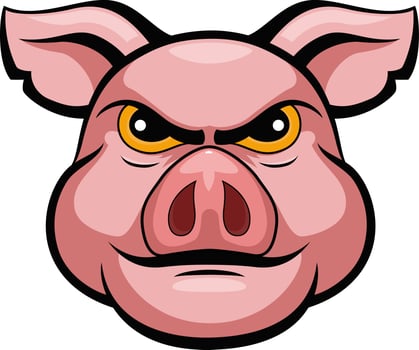 Cartoon pig head mascot design vector