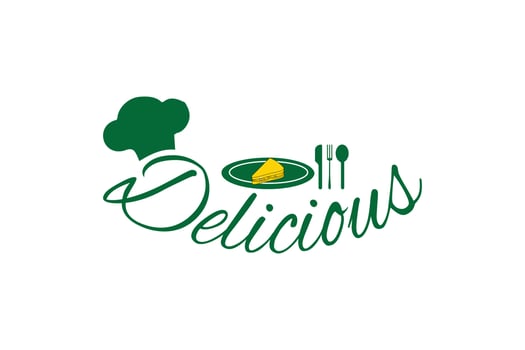 Healthy food logo template. Restaurant logo. Fast food logo. Organic food vector design. Fork, spoon, and leaves logotype