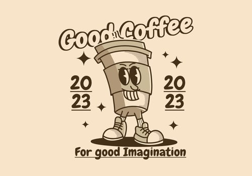 cardboard coffee cups mascot character design in vintage color vector