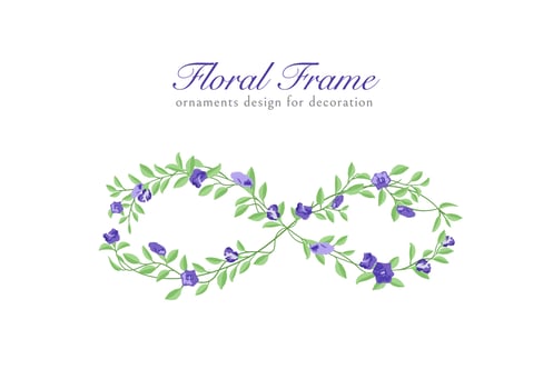 set of Foliage with Butterfly pea floral ornament vector collection