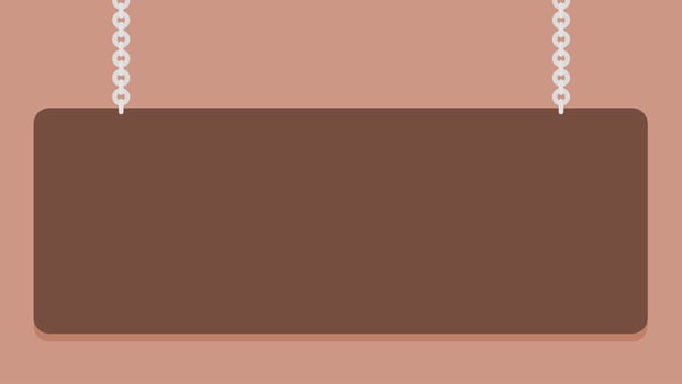 blank wooden signboard hanging on chains with flat and simple design vector