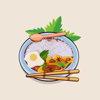 Pad Krapow Premium Vector, Digital, Best Colorful Asian Food Illustration recipe Design. Modern Isolated Delicious Pad krapow Vector With Hi-Quality Watercolor Colorful Illustration.