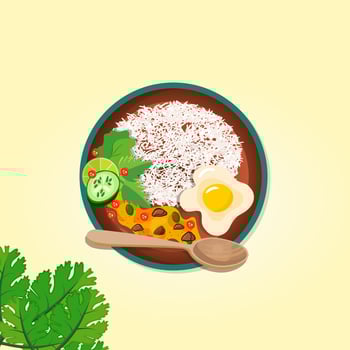Pad KraPow vector illustration Premium Delicious Asian Food Clip Art With Modern Background. Modern Isolated Delicious  Pad krapow Vector With Hi-Quality Illustration.