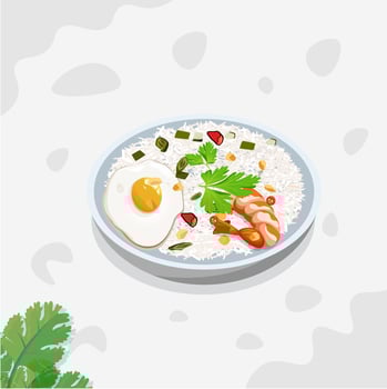 Premium Pad KraPow Vector Illustration, Creative Unique Asian Food Clip Art Premium Design. Modern Isolated Delicious Pad krapow Vector With Hi-Quality Watercolor Colorful Illustration.