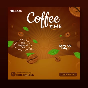 Coffee time social media promotion template vector