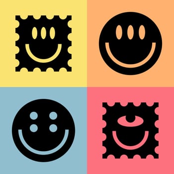 Smile shape icon symbol stickers vector clip art  fun, happy, freedom, element, ornament