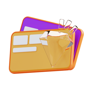 3d illustration credit card and diamonds png