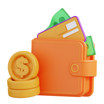 3d illustration credit card wallet and money png