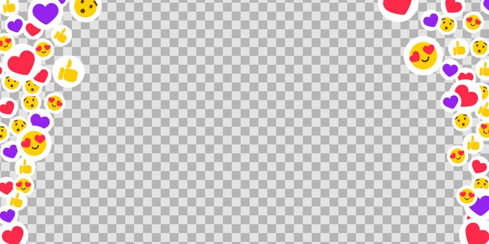 Likes flying up for stories and live streams. Frame with likes and thumb icons for social media ui. Vector illlustration