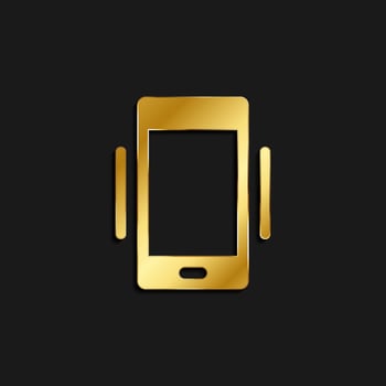 phone, vibrate gold icon. Vector illustration of golden style icon on dark background