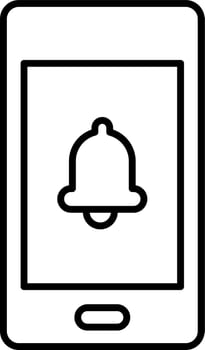 Line vector icon phone, bell, ringtone. Outline vector icon on white background