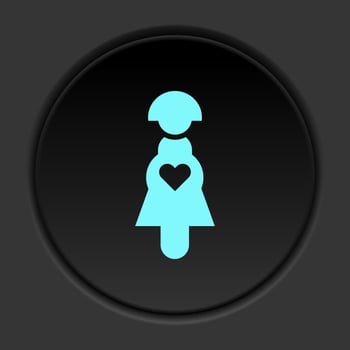 Dark button icon Pregnant woman baby. Button banner round badge interface for application illustration on darken background vector