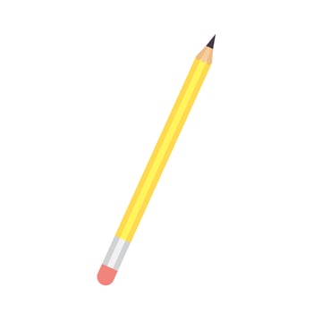 Pencil with eraser isolated on white background. School office supply, stationery. vector