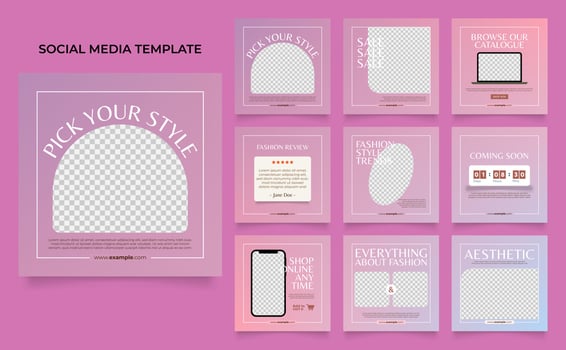 social media template banner fashion sale promotion in purple pink gradient vector