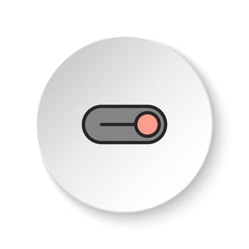 Round button for web icon, disabled, off, switch. Button banner round, badge interface for application illustration on white background vector