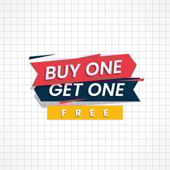 Buy one get one free tag label template design vector