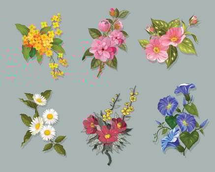 Flowers Painting Art Illustration, watercolor vector