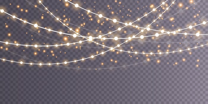 Christmas garland isolated. Glowing yellow light bulbs. vector