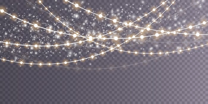 Christmas garland isolated. Glowing yellow light bulbs. vector