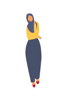 Muslim women character is happy and smiling. Muslim young woman wearing hijab vector